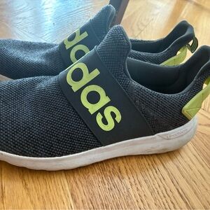 Adidas Kids size 6Y Black and Green Slip-On Shoes